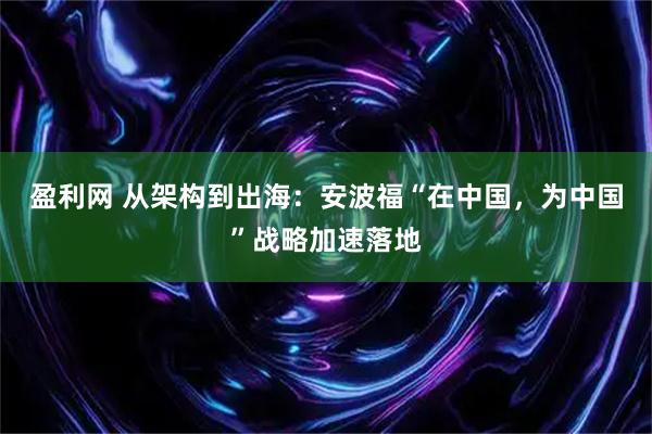 盈利网 从架构到出海：安波福“在中国，为中国”战略加速落地