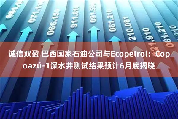 诚信双盈 巴西国家石油公司与Ecopetrol：Copoazú-1深水井测试结果预计6月底揭晓